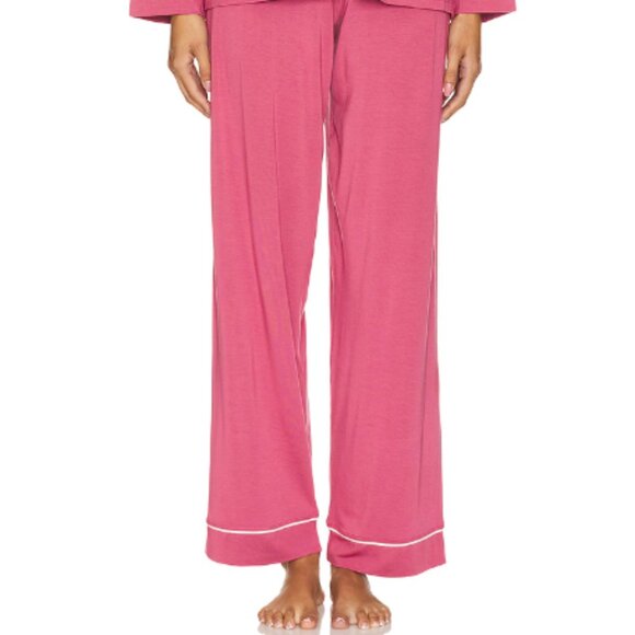 Eberjey Pajamas Gisele Long PJ Set - Raspberry & Ivory - Picture 2 of 5
